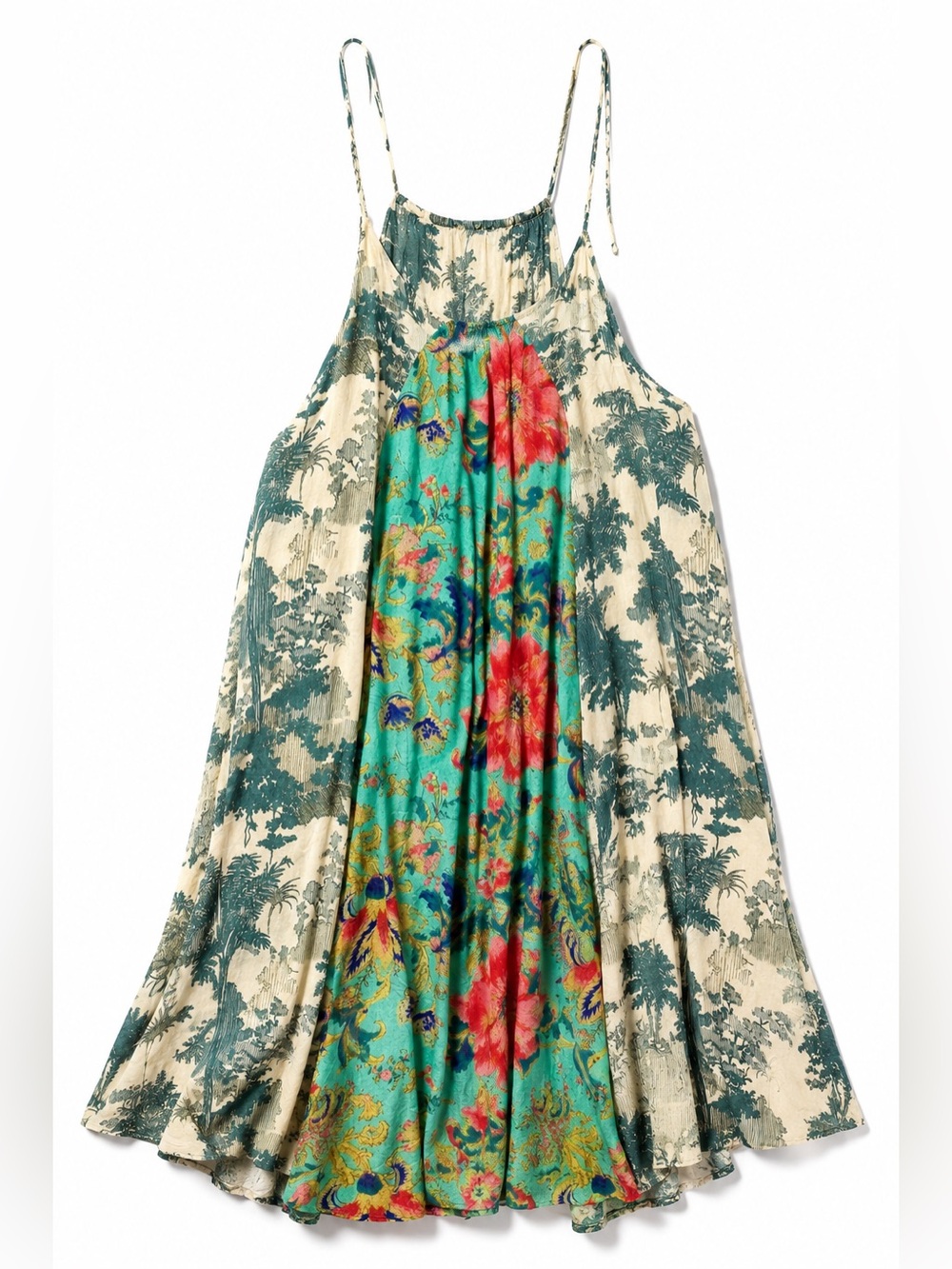 Maeve Anthropologie Mixed Print Toile Floral Slip Midi Dress Green Multi L - Picture 2 of 11